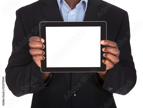 Business Man Holding Digital Tablet