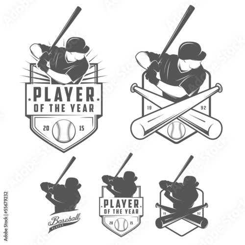 Set of vintage baseball labels and badges
