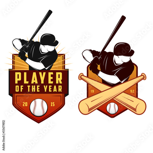 Set of vintage baseball labels and badges