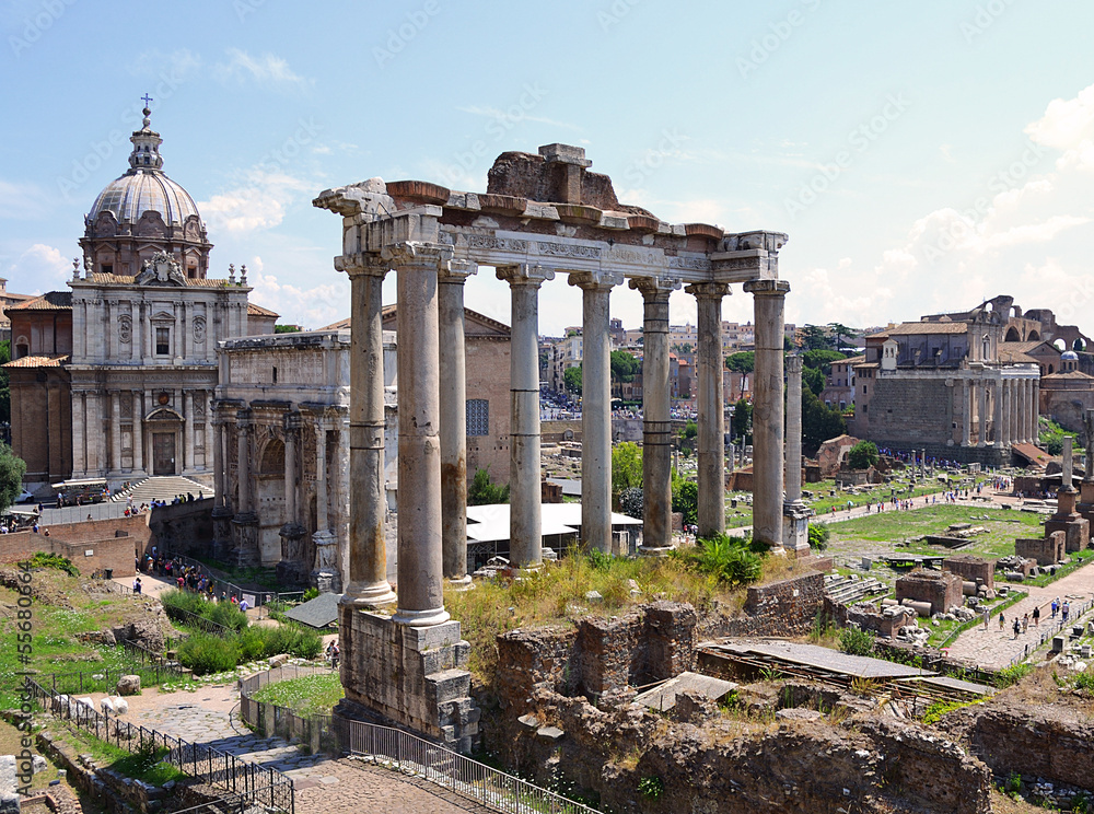 Roman ruins in Rome, Forum, Italy