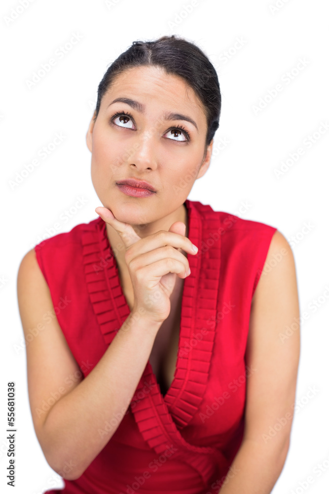 Pensive tied haired brunette posing Pensive tied haired brunette posing