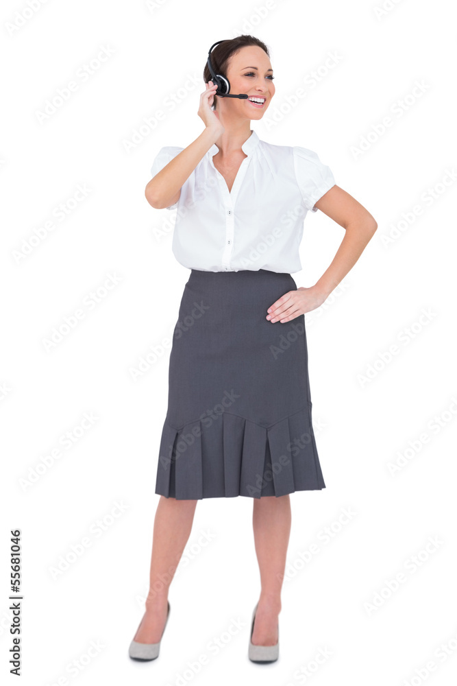 Cheerful smart call center agent working Cheerful smart call center agent working