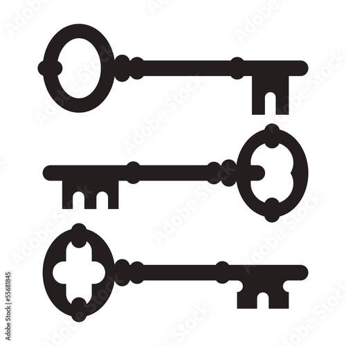 Old key silhouette set