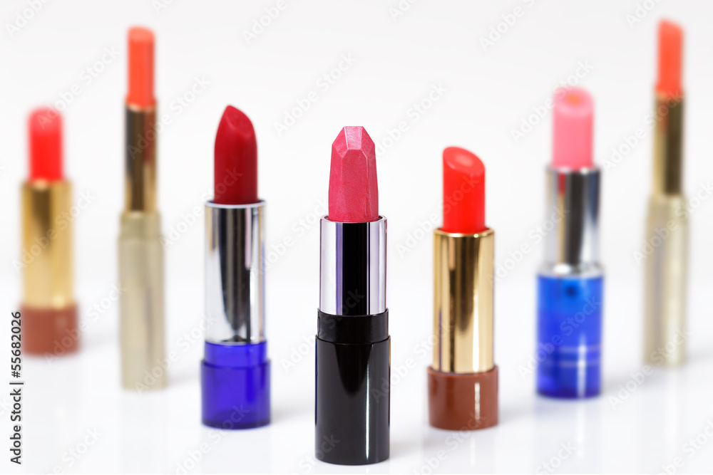 Isolated various colorful lipsticks shade on white Isolated various colorful lipsticks shade on white