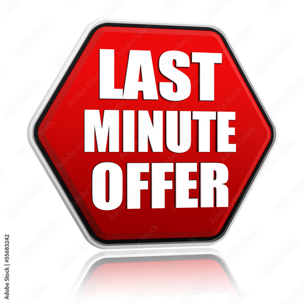 last minute offer in red hexagon banner last minute offer in red hexagon banner