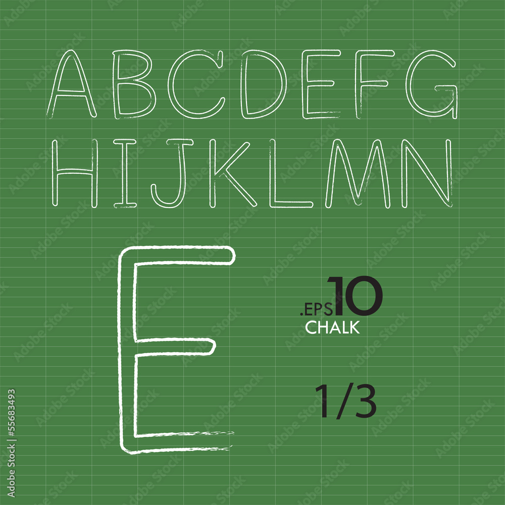 1-3 Set of Chalk Vector Alphabet A-N Editable