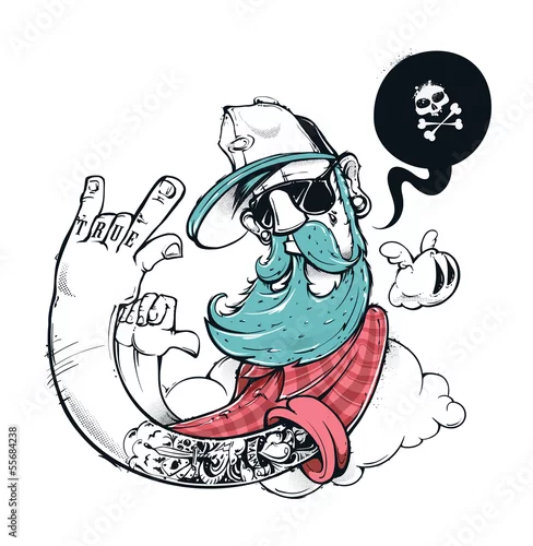 Naklejka na ścianę Ilustracja graffiti Hipster