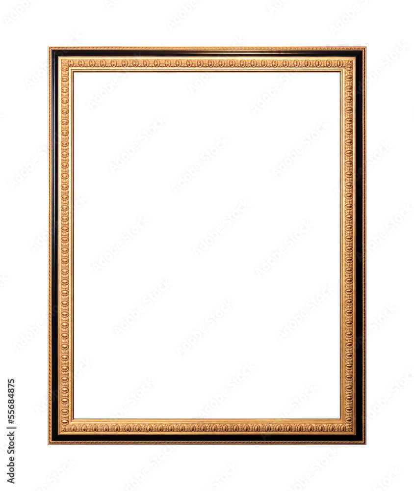 Empty wooden frame painted with gold Empty wooden frame painted with gold