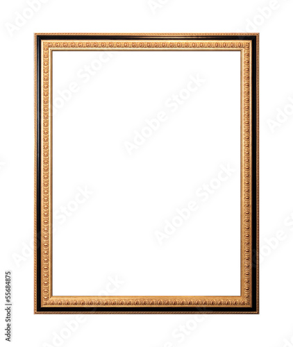 Empty wooden frame painted with gold