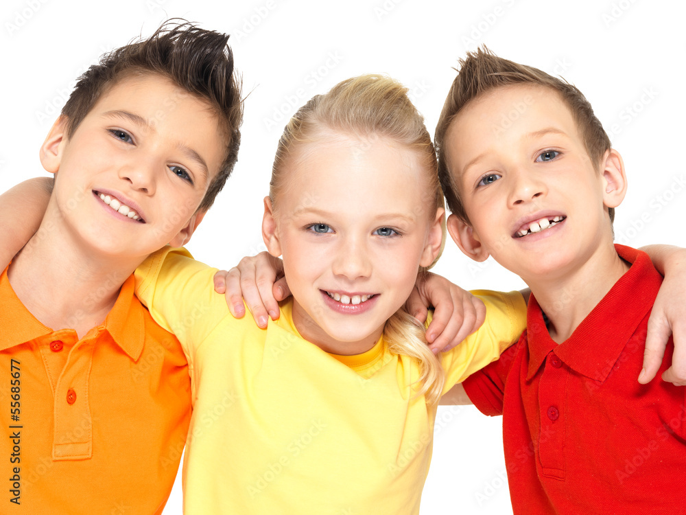 Portrait of the happy children isolated on white Portrait of the happy children isolated on white