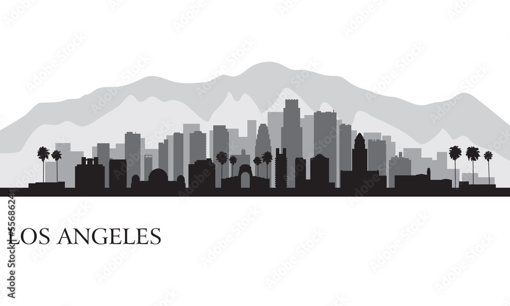 Los Angeles city skyline detailed silhouette