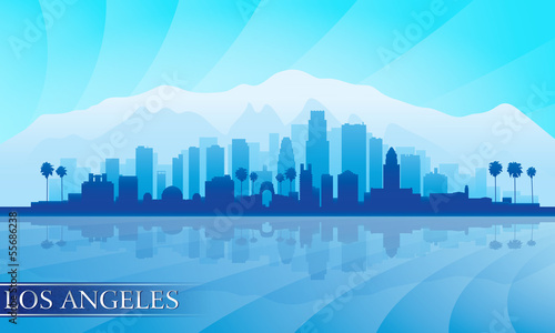 Los Angeles city skyline detailed silhouette