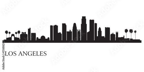 Fotografia Los Angeles city skyline silhouette background