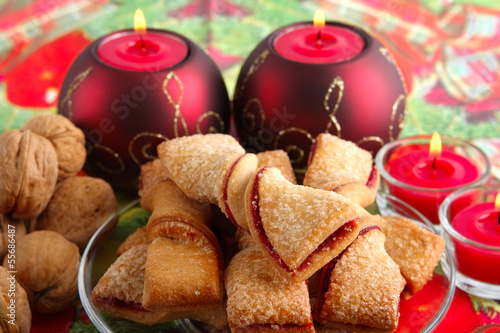 Christmas cookies,candles, walnut