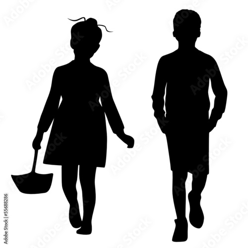 Silhouettes of boy and girl