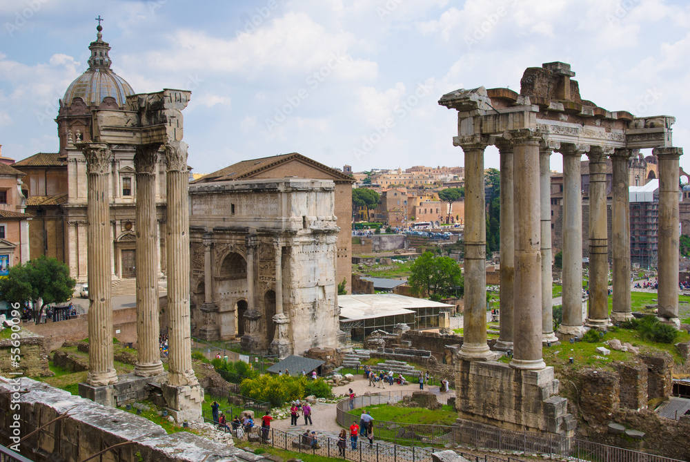 View of Forum romanum in Rome. Italy.