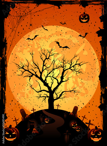 Halloween background with tree