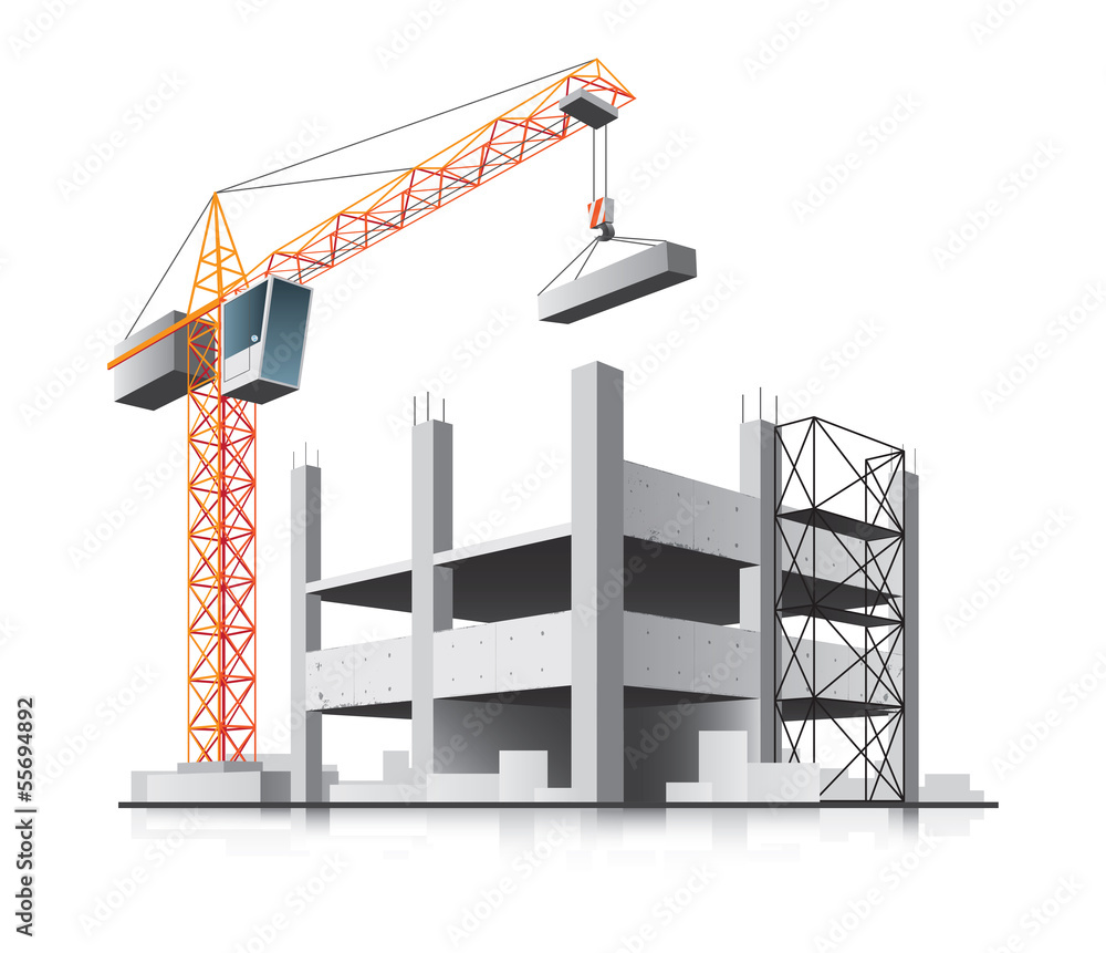 Naklejka premium Building construction with crane
