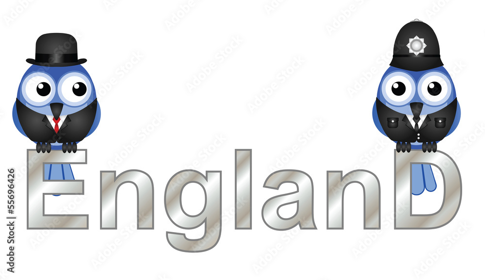 Naklejka premium England Text with bird inhabitants