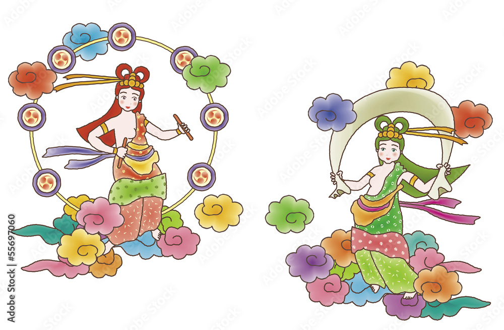 天女風神雷神図b Stock Vector Adobe Stock