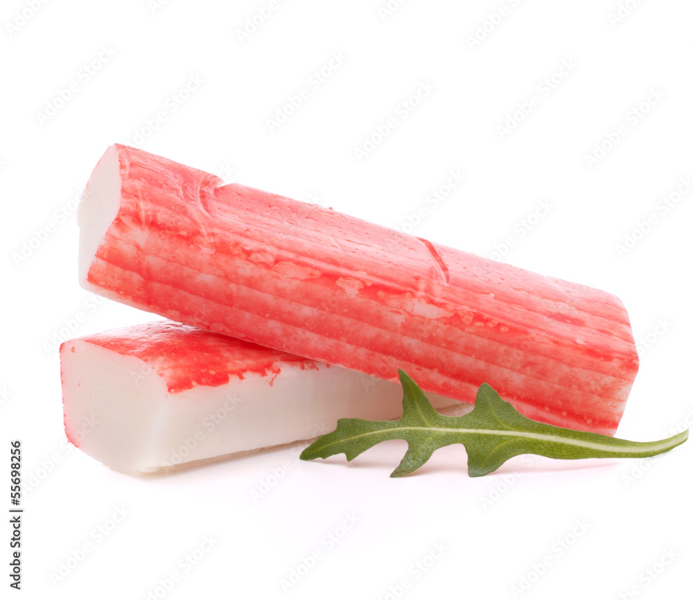 Crab sticks group and rucola leaf Crab sticks group and rucola leaf