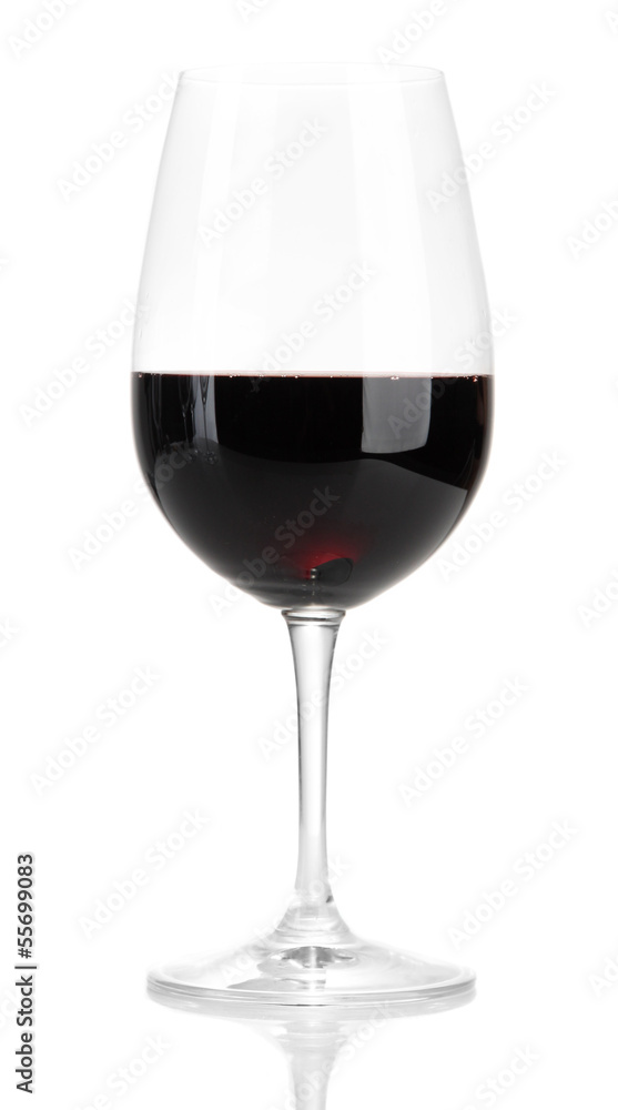 Wineglass with red wine, isolated on white Wineglass with red wine, isolated on white