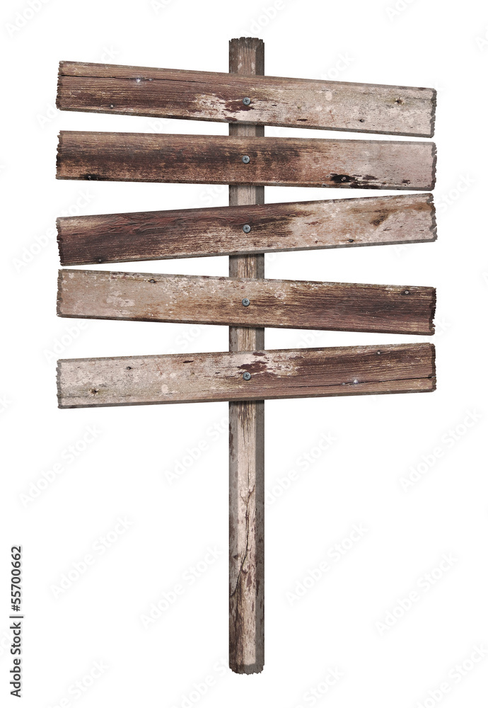 Fototapeta premium Old weathered wood sign isolated 
