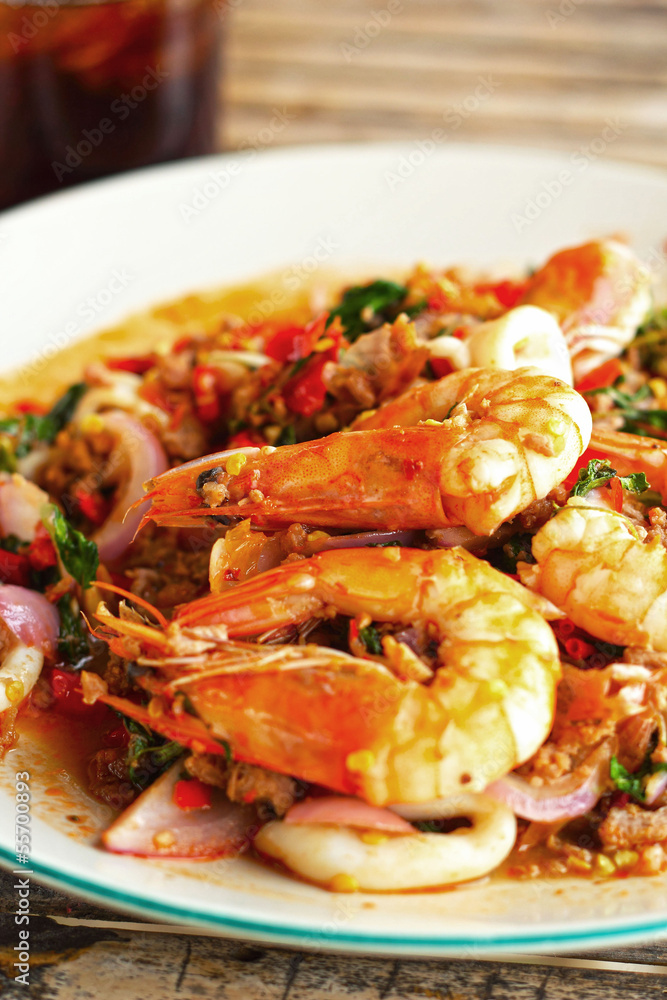 Basil Shrimp and squid. Basil Shrimp and squid.