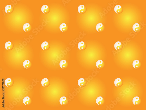 orange seamless pattern with yin yang symbols