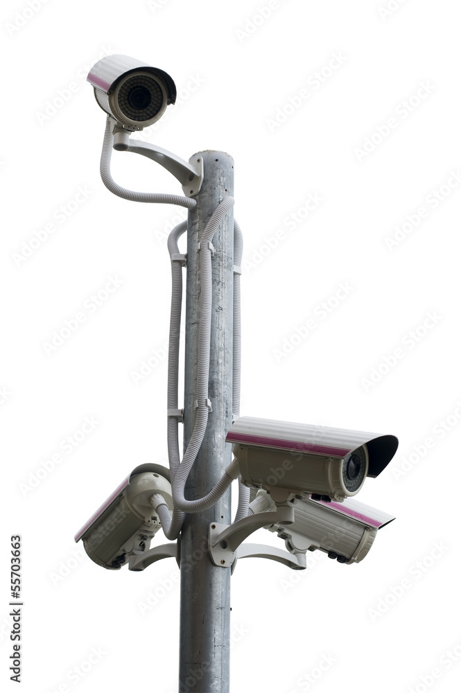 Fototapeta premium Security Camera,CCTV isolate white background with clipping path