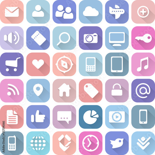 helle weiße Social-Media Icons auf Pastell buttons