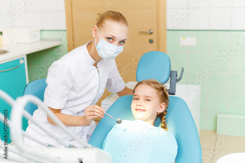 Little girl visiting dentist