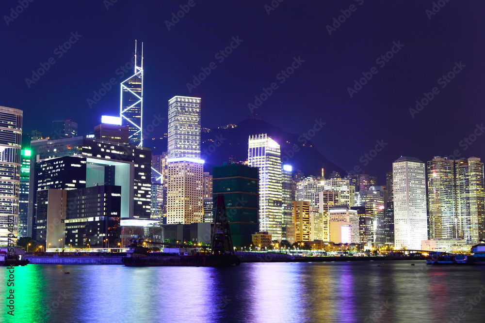 Obraz premium Panoramę Hongkongu w nocy