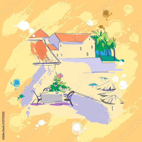 Rest. vector landscape of the southern city
