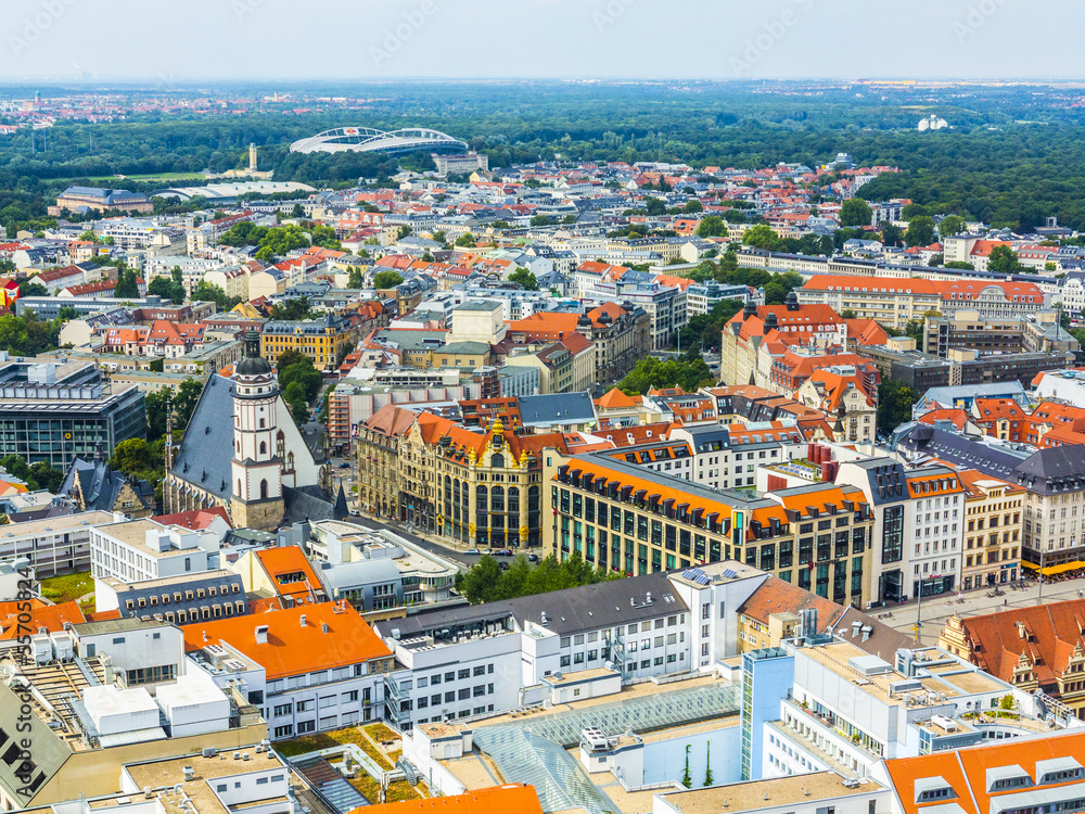 aerial view to city of Leipzig