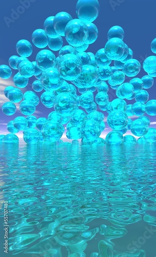 explosion de billes bleues