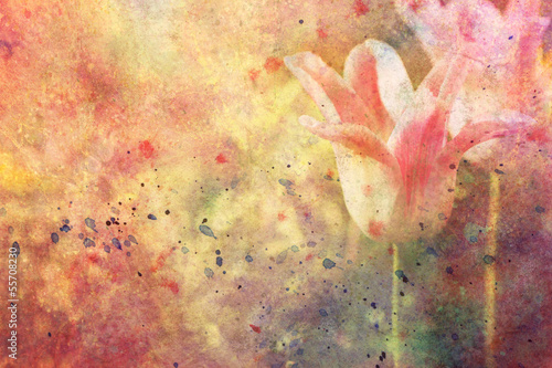 tulips and watercolor strokes