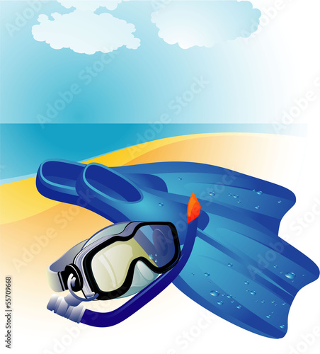 Diving equipment. Vector.