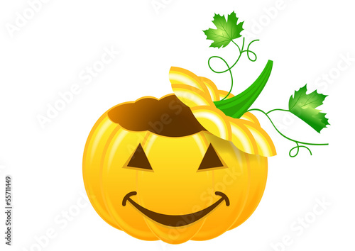 Halloween - citrouille avec couvercle ouvert et sourire