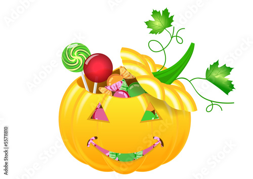 Halloween - citrouille avec souire et bonbons