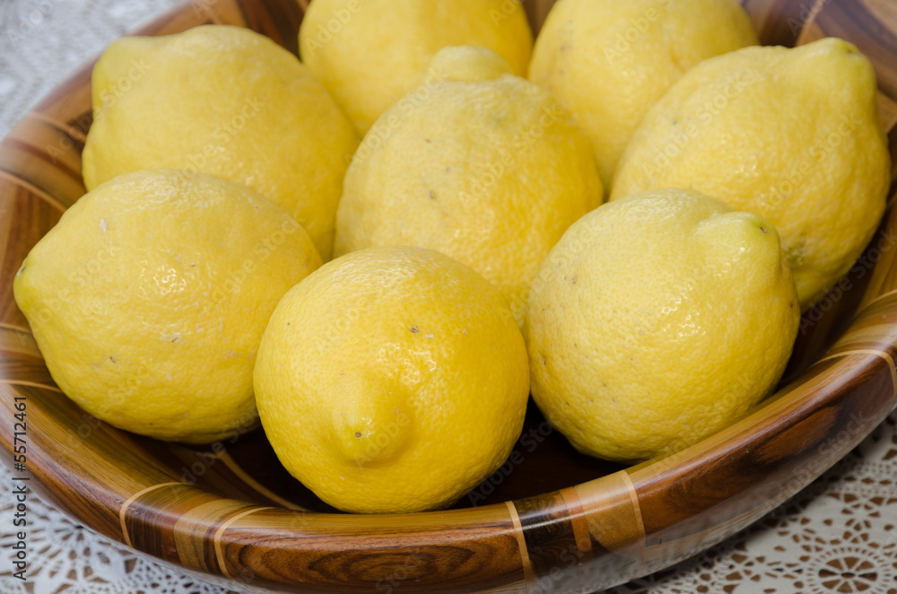 lemons in wooden container