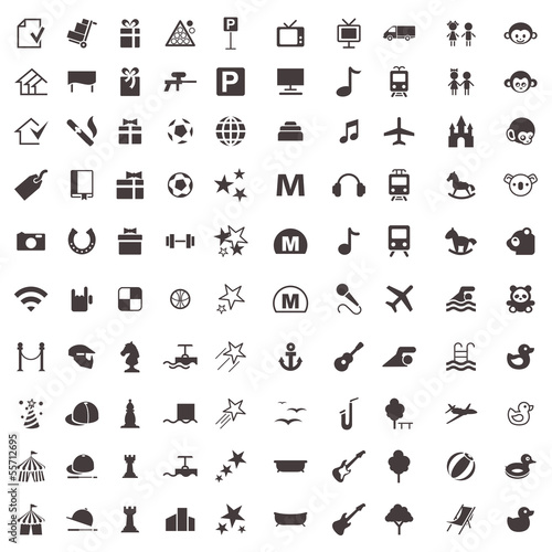 vector icons of games and entertainment