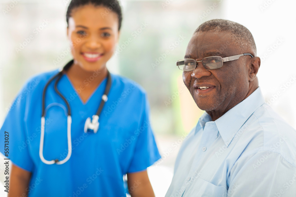 senior african american man in doctors office senior african american man in doctors office