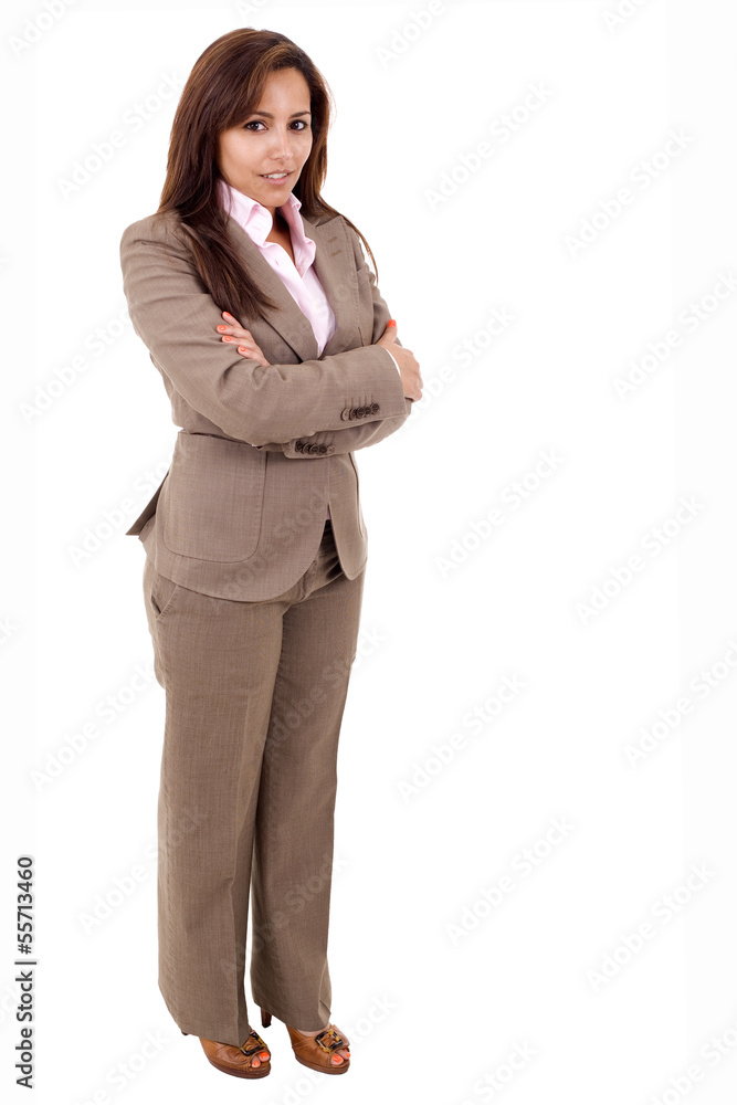 Smiling business woman with arms crossed, isolated over white Smiling business woman with arms crossed, isolated over white