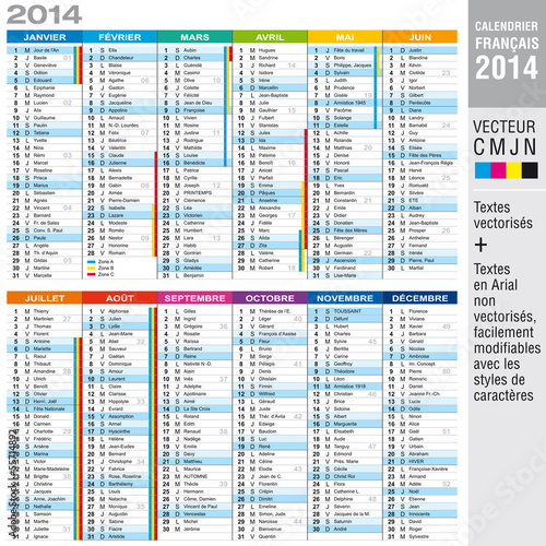 Calendrier 2014 - CMJN - Textes vectorisés et textes éditables
