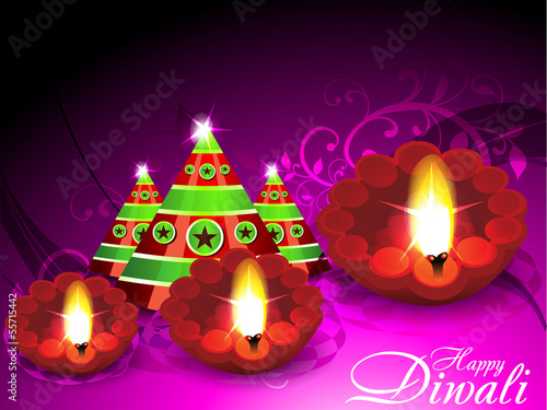 Diwali Greeting Card With Cracker