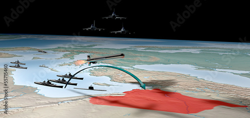 Conflitto Siria attacco militare cartina medio oriente photo