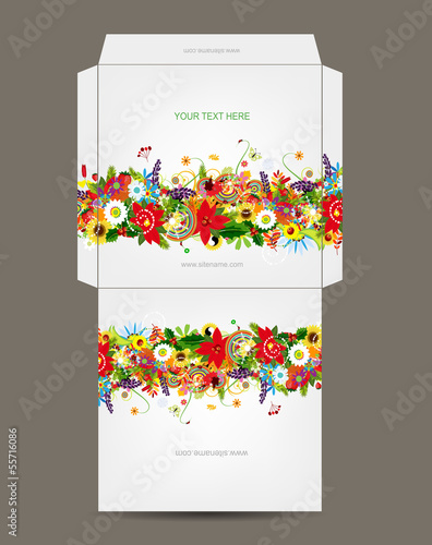 Envelope template, floral design