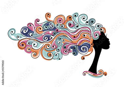 Wavy hairstyle, female head for your design