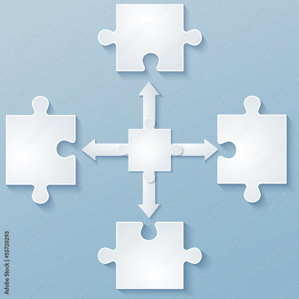 Fototapeta premium Parts of paper puzzles with arrows